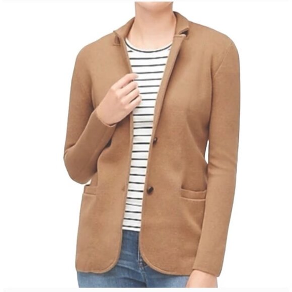 NWT 2020 J Crew Sweater Blazer Cotton Beige Tan Womens Small $118 G9309